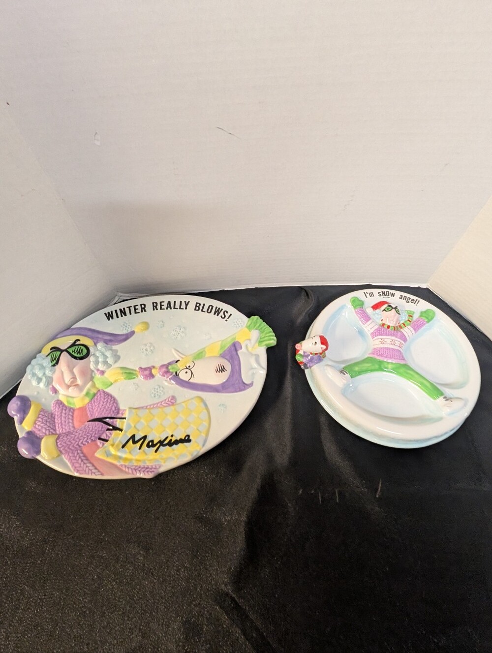 Hallmark Maxine & Floyd I'm Snow Angel Ceramic Divided Serving Dish Bonus Plate